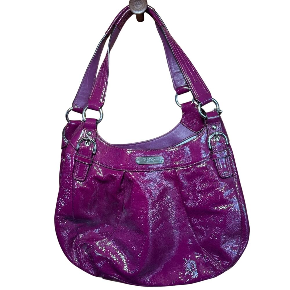 Coach Madison Maggie Hobo Bag – Purple Patent Leather